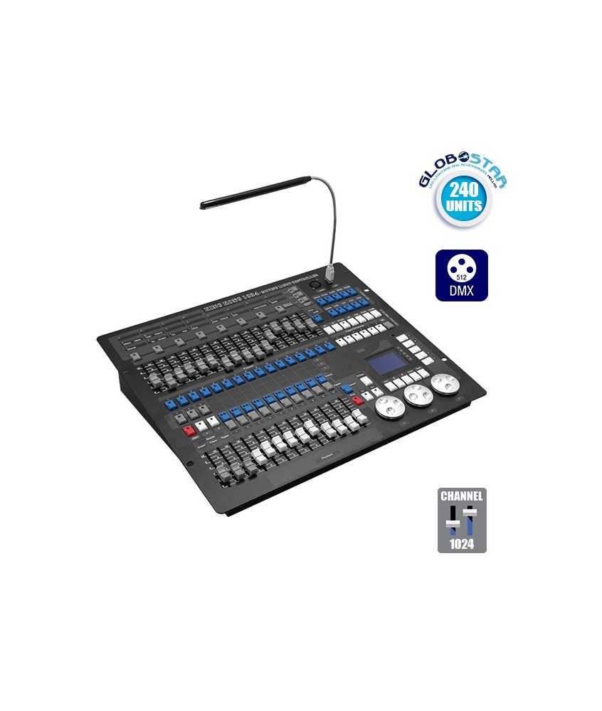 Επαγγελματική Κονσόλα Φωτισμού KING KONG 1024 Κανάλια USB LCD Display DMX512 GloboStar 49765